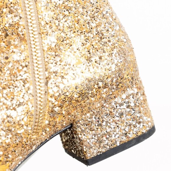 Saint Laurent Gold Glitter Ankle Boots Hedi Era EU 36 - Picture 13 of 16